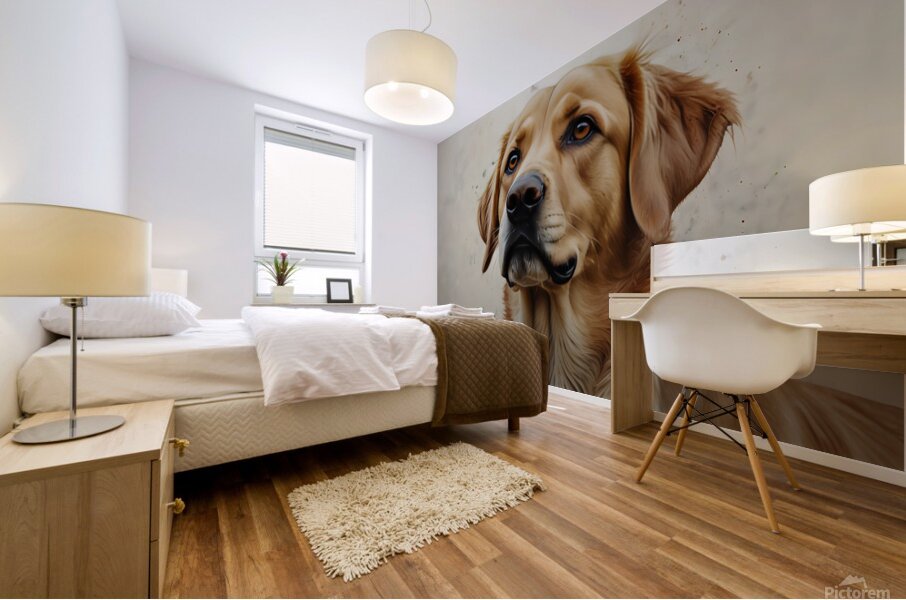 Golden Labrador Watercolor Art – Perfect Gift for Dog Lovers and Pet Owners Mural print