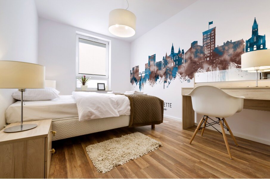 Lafayette Louisiana Skyline Sepia Mural print