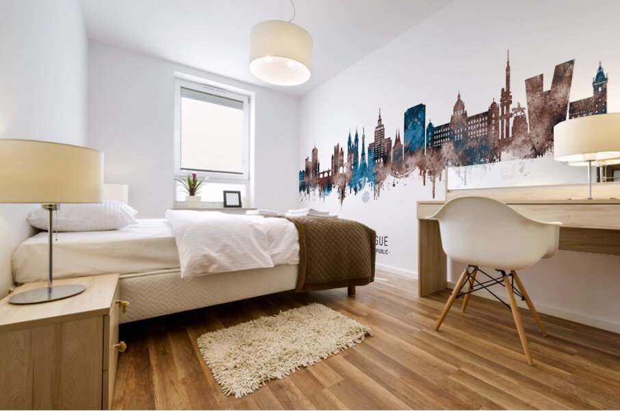 Prague Czech Republic Skyline Sepia Mural print