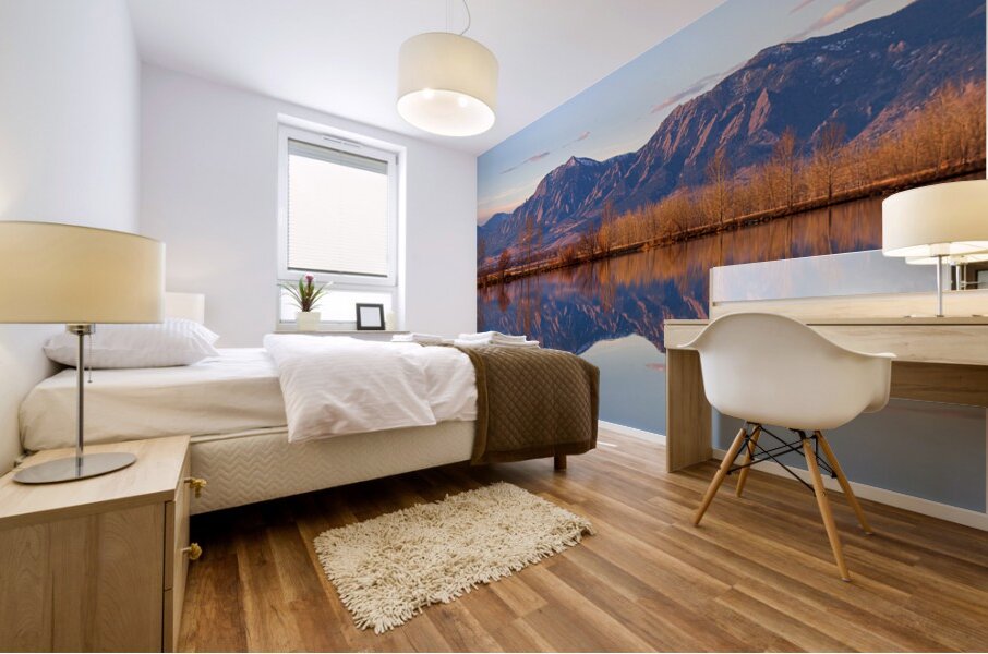 Flatirons Sunrise Reflections Panorama Boulder Colorado Mural print