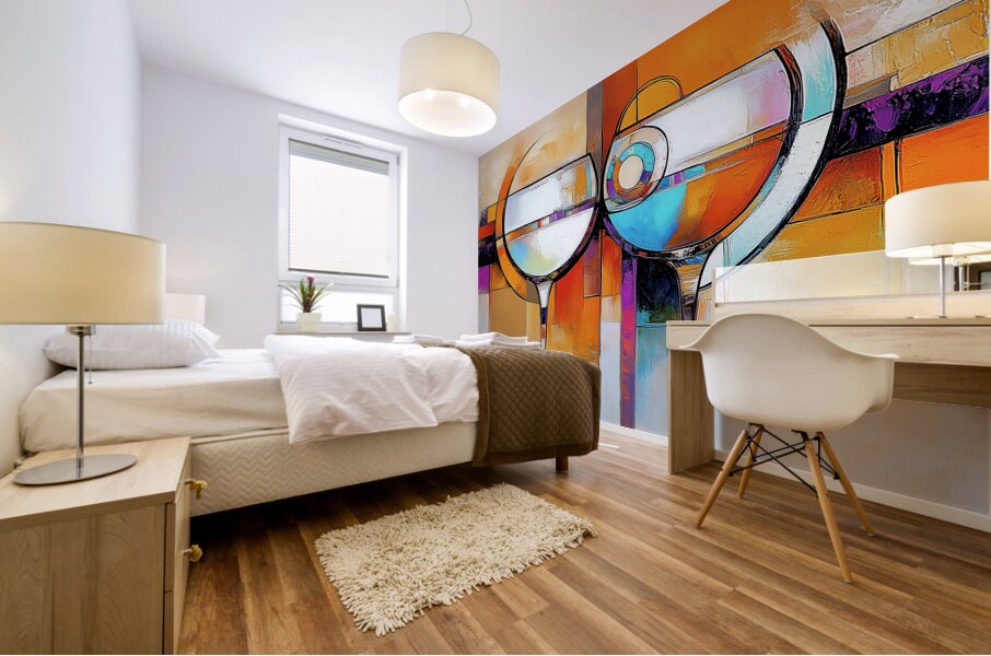 Kissing Wine Glasses Mural print