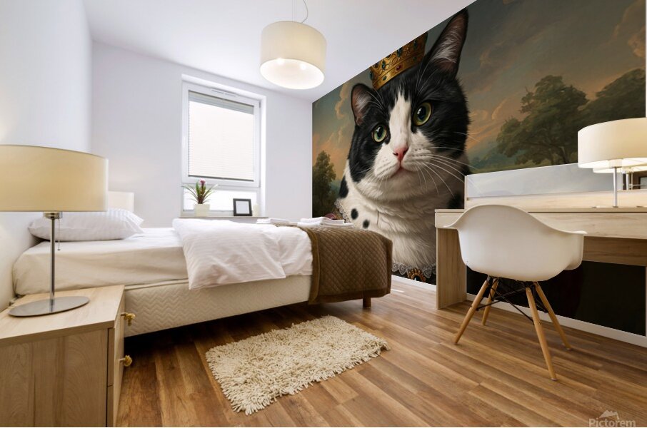 Queen Black and White Cat Mural print