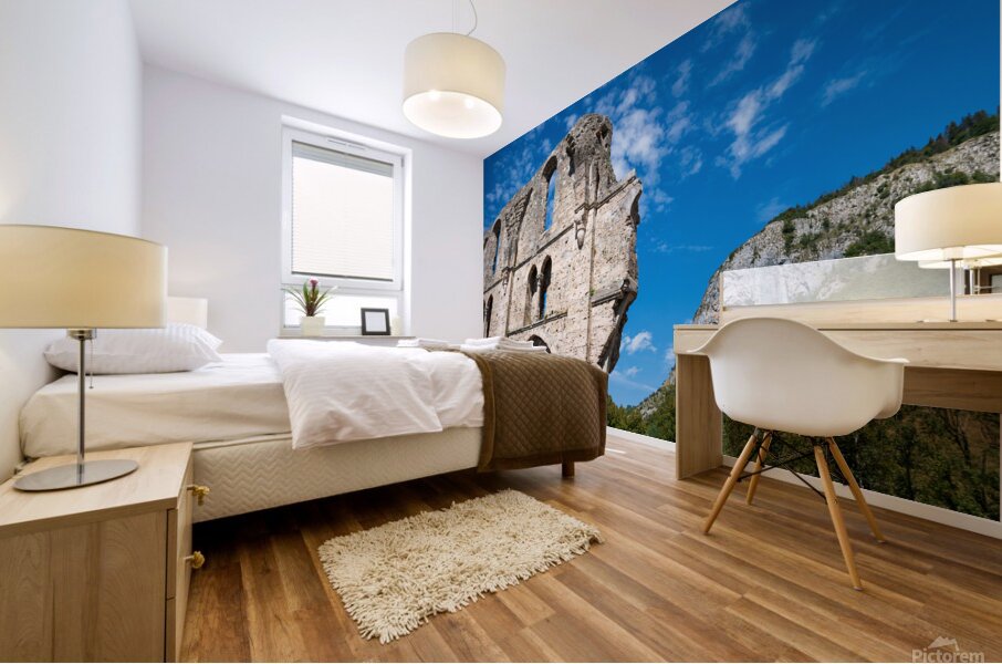 Ruins of Aulps Abbey in Alps Mural print