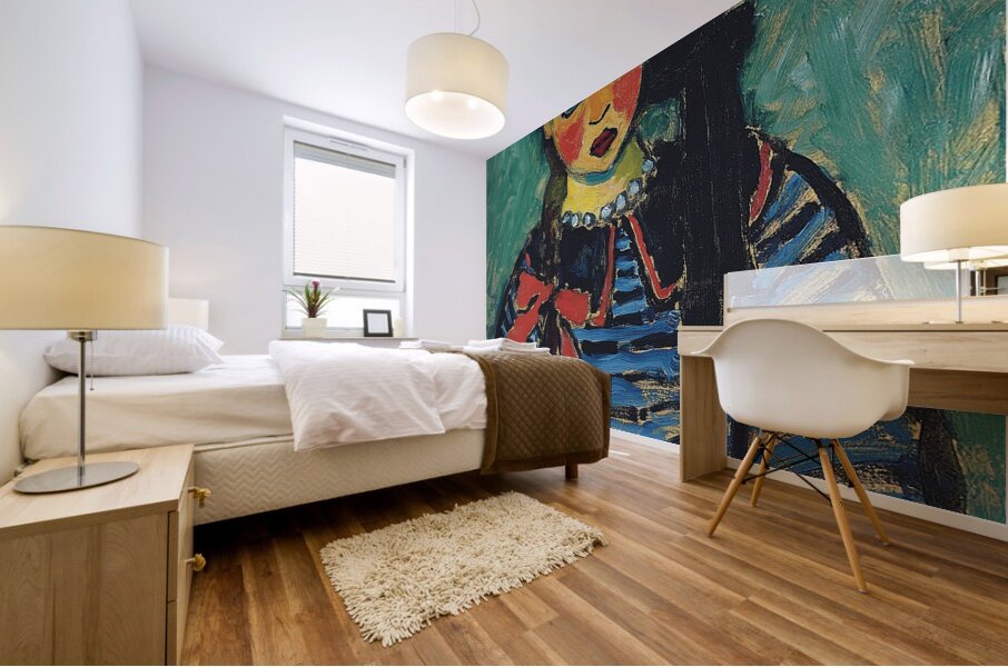 Girl With Red Ribbon [1911] by Alexej von Jawlensky [1864–1941] Mural print