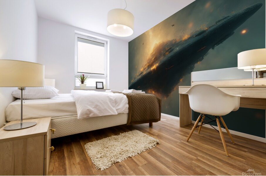 Final Descent: The Fall of an Extraterrestrial Titan Mural print