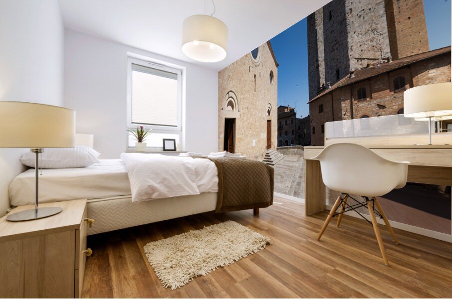 San Gimignano Italy travel destionation. Medieval tower skyscra Mural print