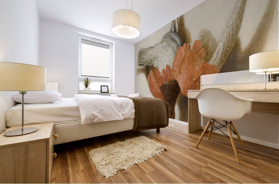 A Trompe L’œil With A Willow Ptarmigan Hanging From A Nail [1665] by Jacobus Biltius [1633–1681] Mural print