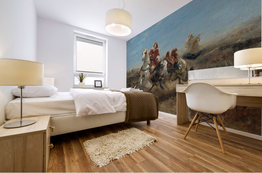 The Chase by Adolf Schreyer [1828–1899] Mural print