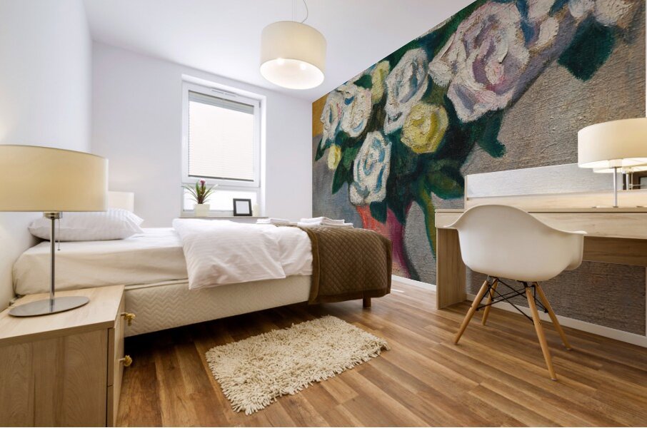 Bouquet de roses blanches [circa 1910] by Louis Valtat [1869–1952] Mural print