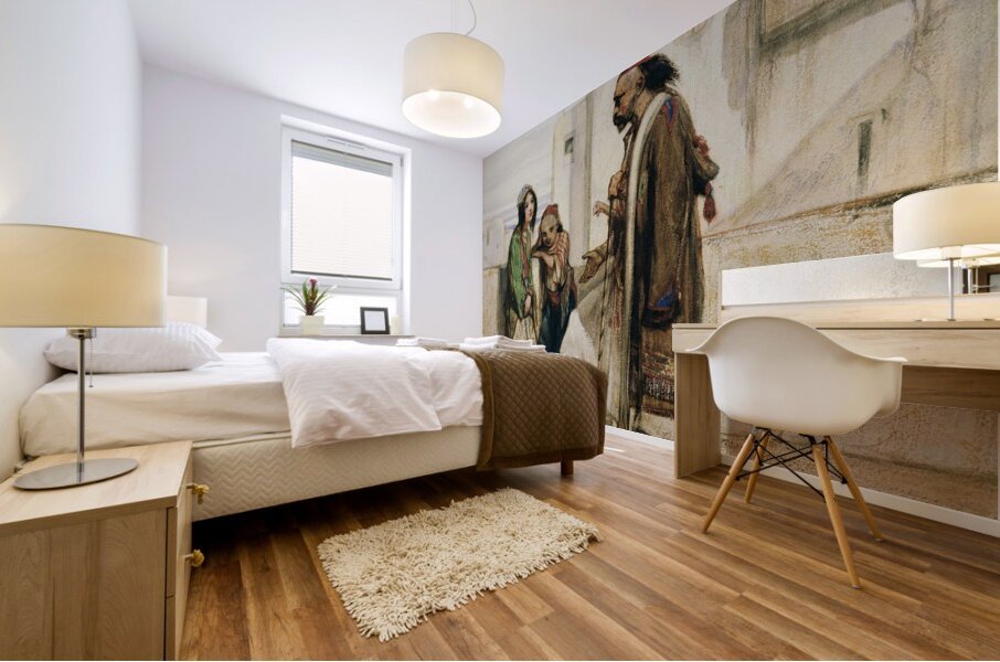 On the Roof of an Oriental House [1830] by Alexandre–Gabriel Decamps [1803–1860] Mural print