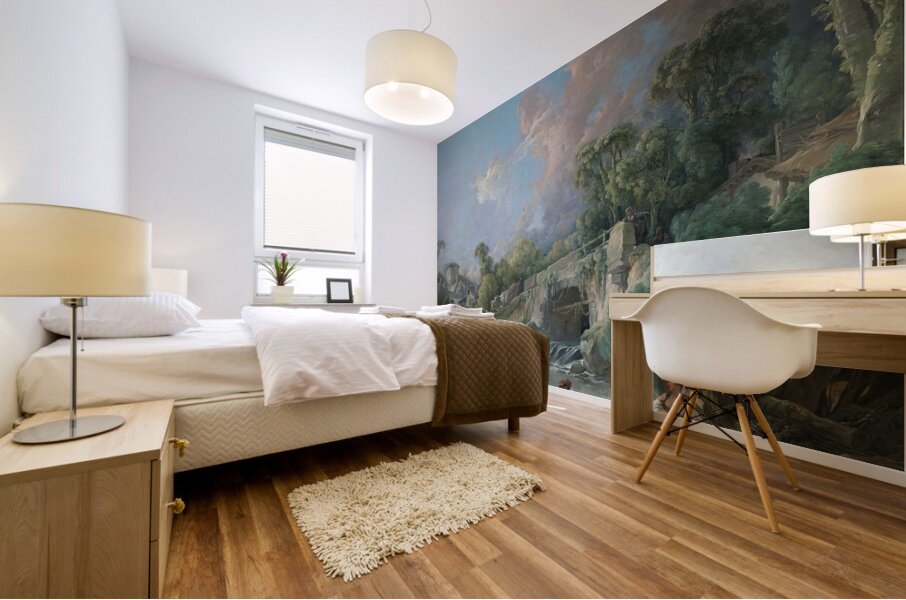 Washerwomen [1768] by François Boucher [1703–1770] Mural print