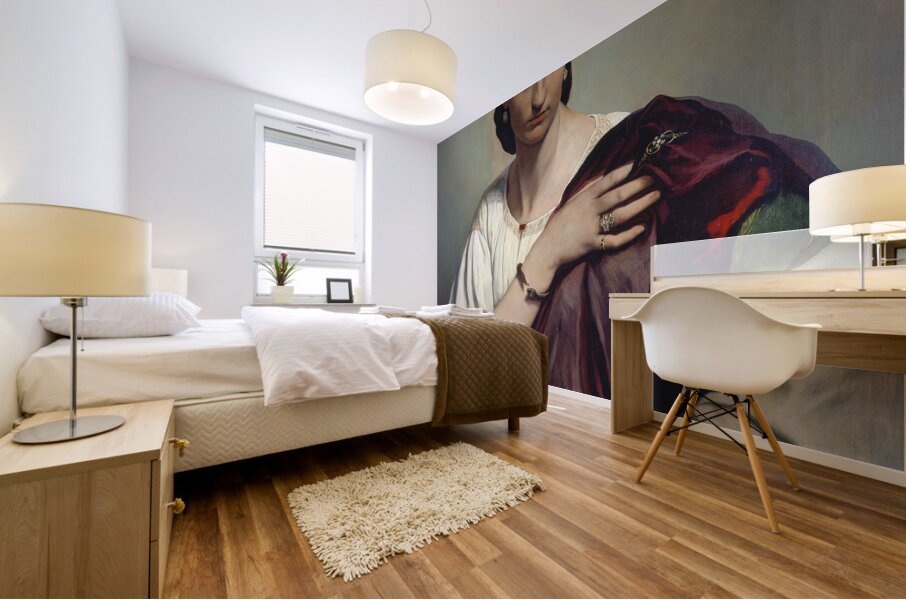 Lucrezia Borgia. Portrait of a Roman woman in white tunic and red robe [ca. 1862–1866] by Anselm Feuerbach [1829–1880] Mural print