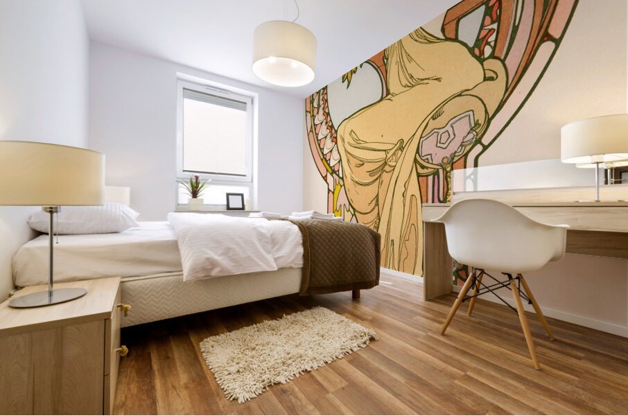 Seated Woman. Plate no. 48 from Documents Décoratifs [1901] by Alphonse Mucha [1860–1939] Mural print