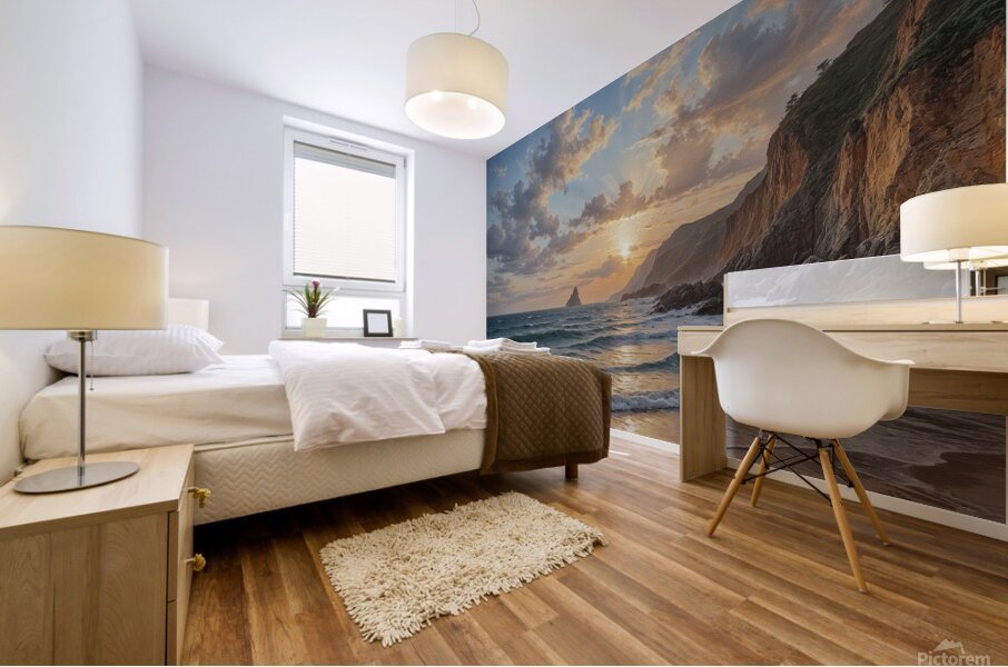 Serene Sunset at the Beach Mural print