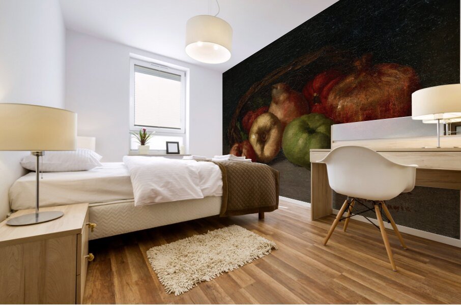 Still Life with Apples. Pear. And Pomegranates [1871] by Gustave Courbet [1819–1877] Mural print