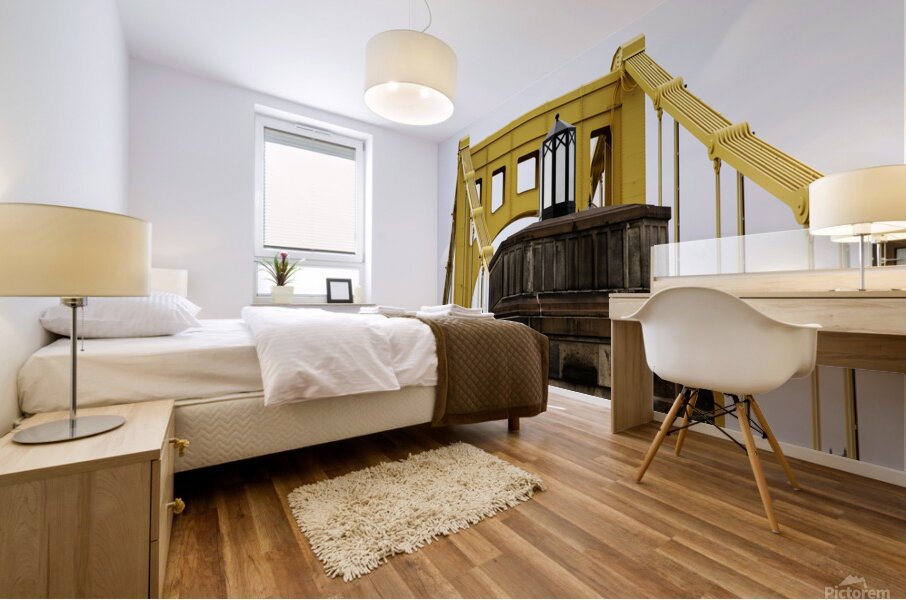 Beautiful Yellow Bridge With Ornate Light Fixture Mural print