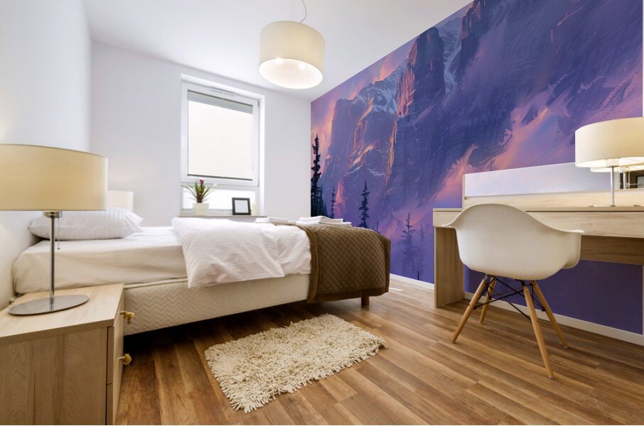 Alpine Glow Upon Peaks J9H3N2 48 Mural print