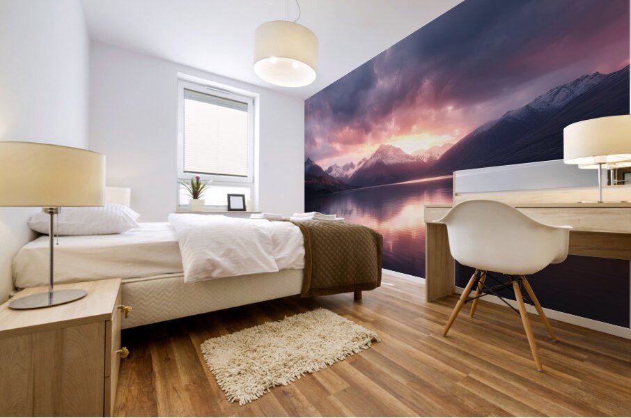 Alpine Glow Upon Waters H2N3P9 55 Mural print