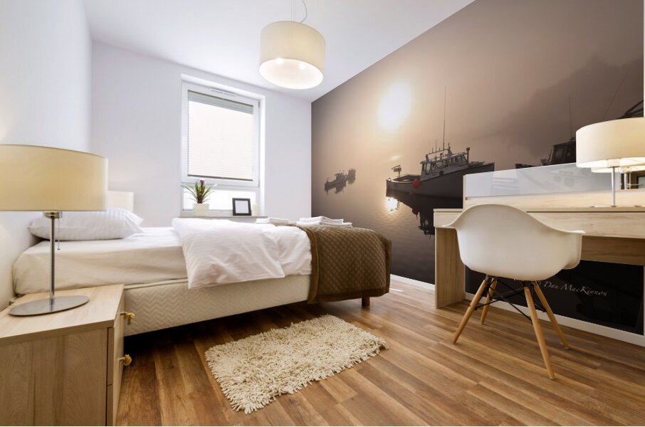 Foggy Day on the River Mural print