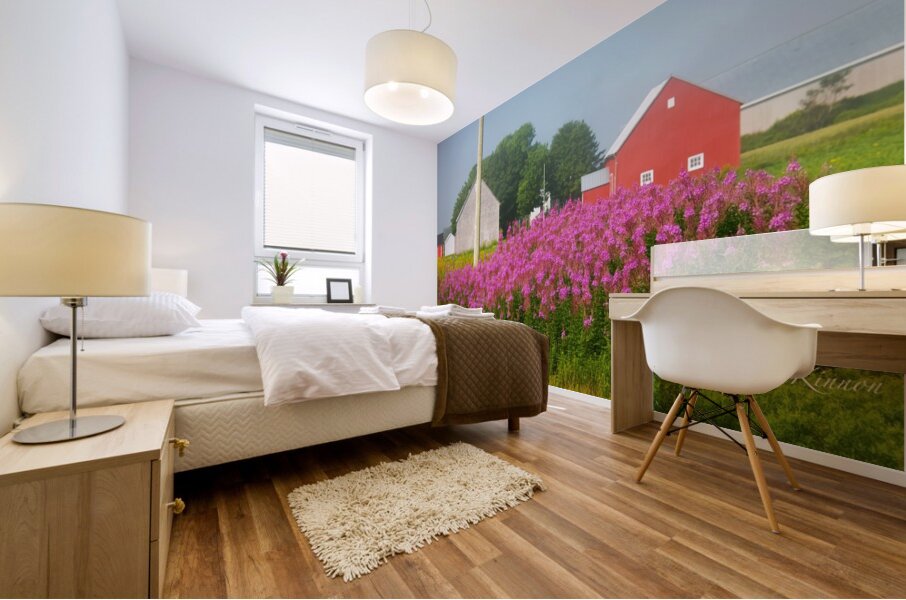 Foggy Day on the Farm Mural print