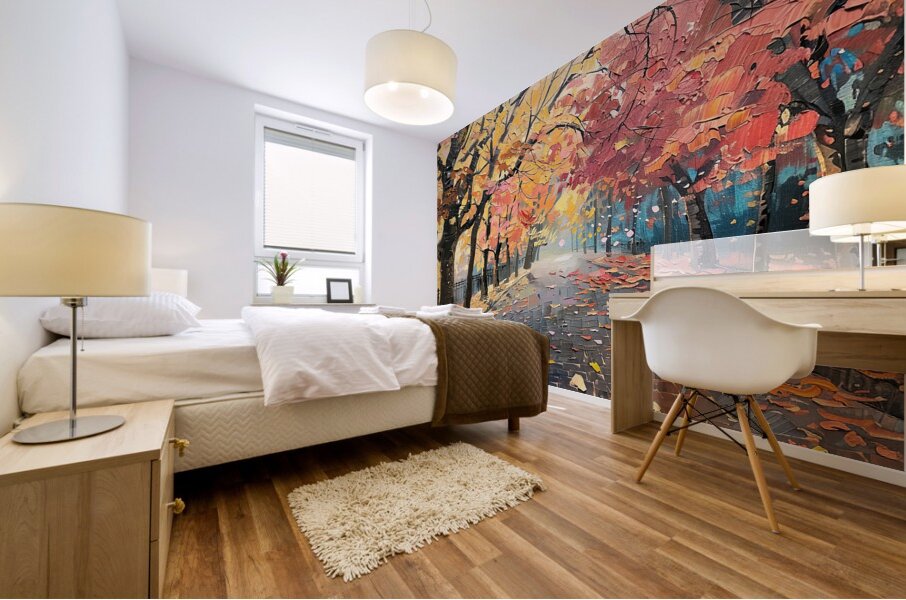 Autumn Pathway Serene 2H9N3Z 58 Mural print