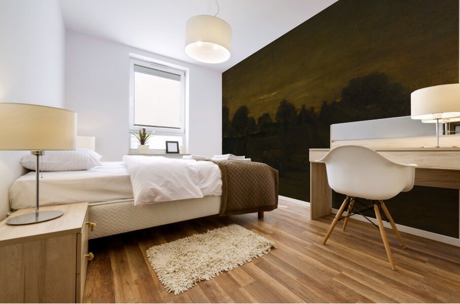 Farming Village at Twilight [1884] by Vincent van Gogh [1853–1890] Mural print