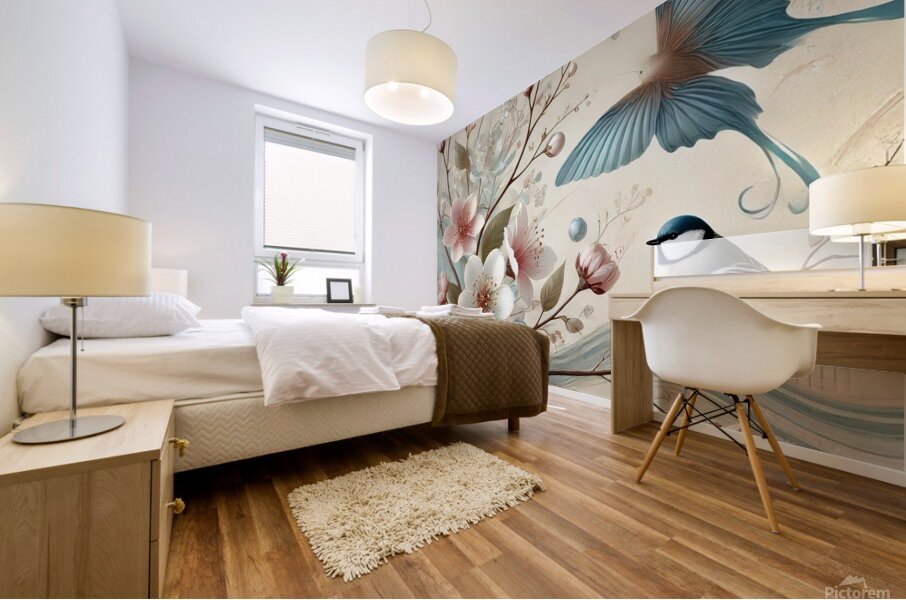 A serene and artistic illustration inspired by nature Mural print