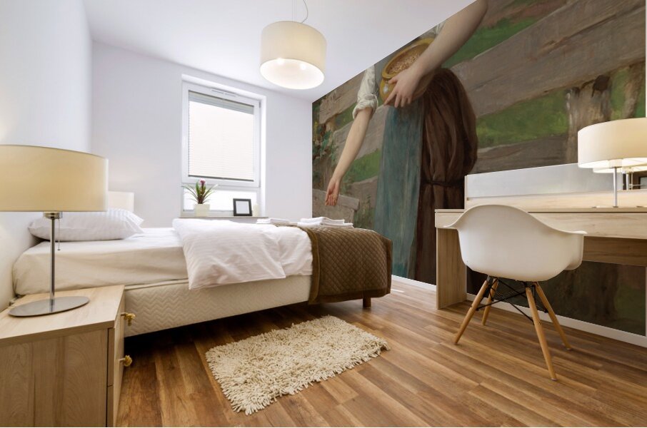 Feeding The Doves [1890] by Émile Munier [1840–1895] Mural print