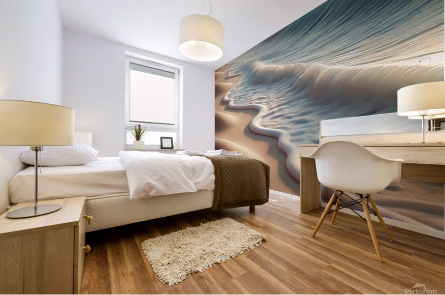 A serene beach scene featuring gentle ocean waves Mural print