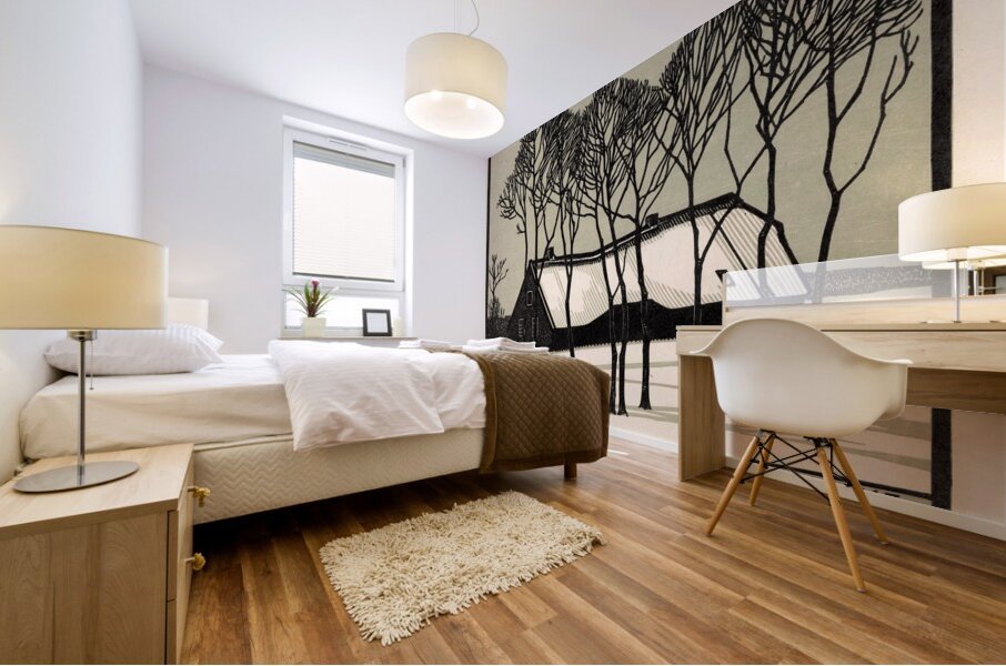 Boerderij in de sneeuw [1918] by Julie de Graag [1877–1924] Mural print