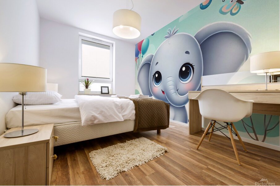 cartoon elephant Mural print