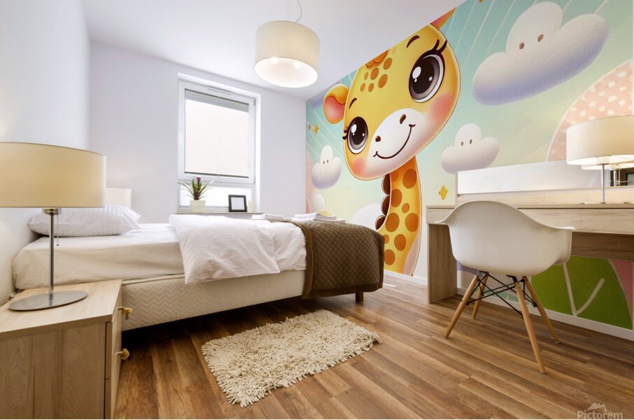A cute cartoon giraffe  Mural print