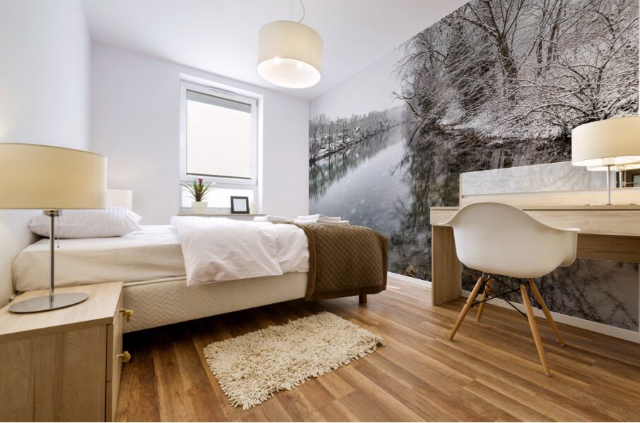 Snowing At The Finley River Mural print