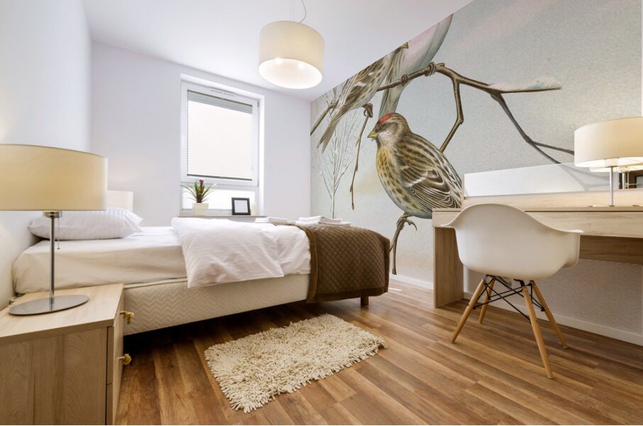 Acanthis linaria by Johann Friedrich Naumann [1780–1857] Mural print