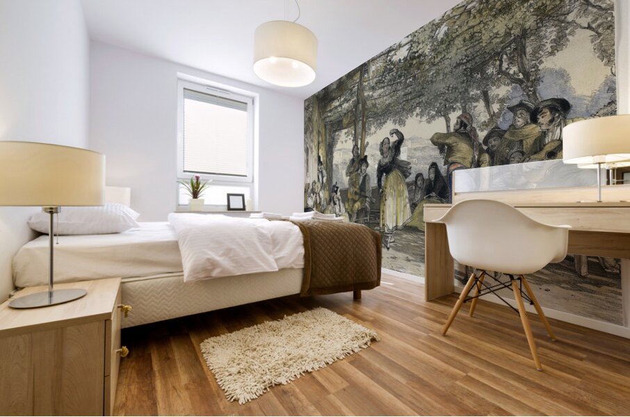 Spanish Peasants Dancing the Bolero [1836] by John Frederick Lewis [1805–1876] Mural print