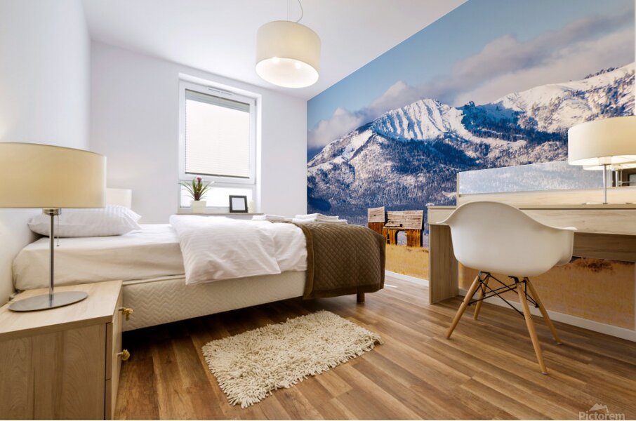 Frosty and Weathered - Barn and Thompson Peak in Lassen County California Mural print