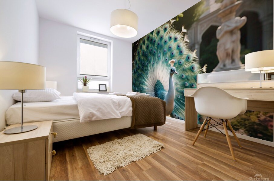 Peacock Splendor: A Burst of Vibrant Colors Mural print