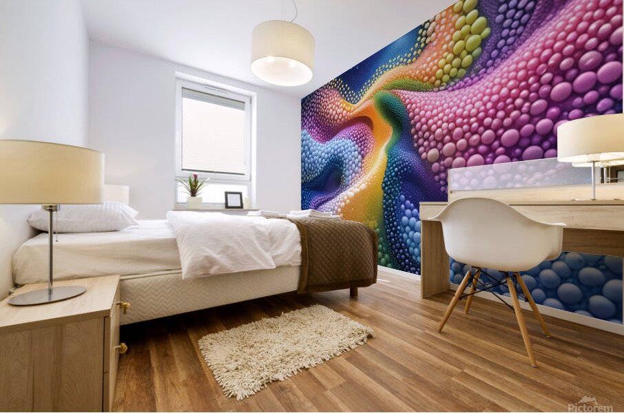 Rainbow Flow – Abstract 3D Bubble Art Print Mural print