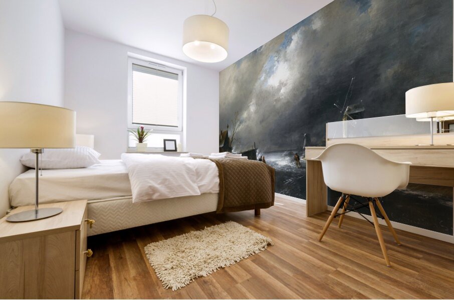 Figures On A Frozen River by Charles Leickert [1816–1907] Mural print