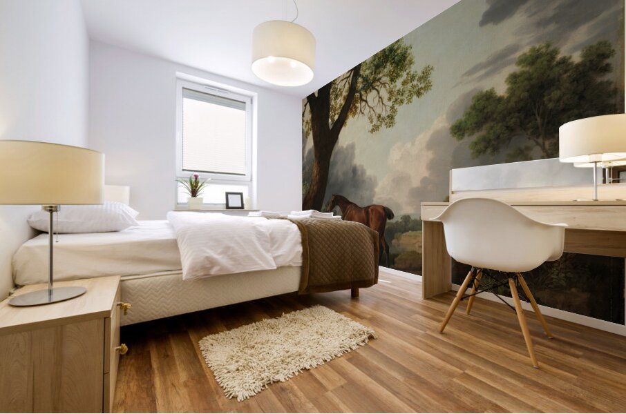 The Third Duke of Dorset’s Hunter with a Groom and a Dog [1768] by George Stubbs [1724–1806] Mural print