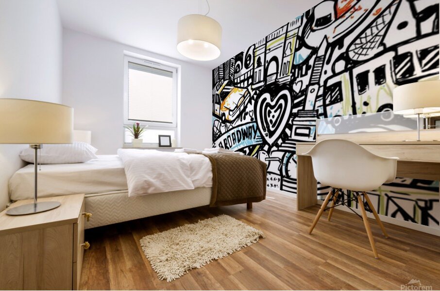 Doodle new york city nyc Mural print