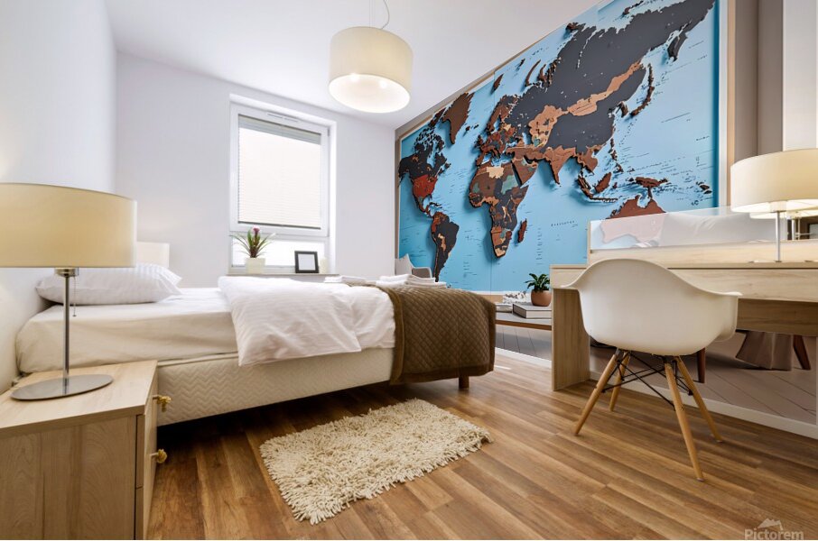 Global Vision A Modern World in Wood and Hue Mural print