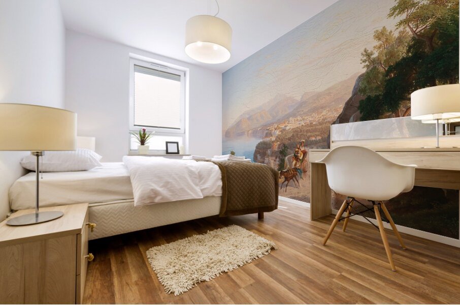 View of Sorrento. With a family outing in the foreground by Carl Wilhelm Götzloff [1799–1866] Mural print