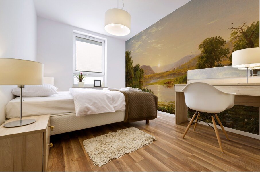 Preparing the Boats at Greenwood Lake [1858] by Jasper Francis Cropsey [1823–1900] Mural print