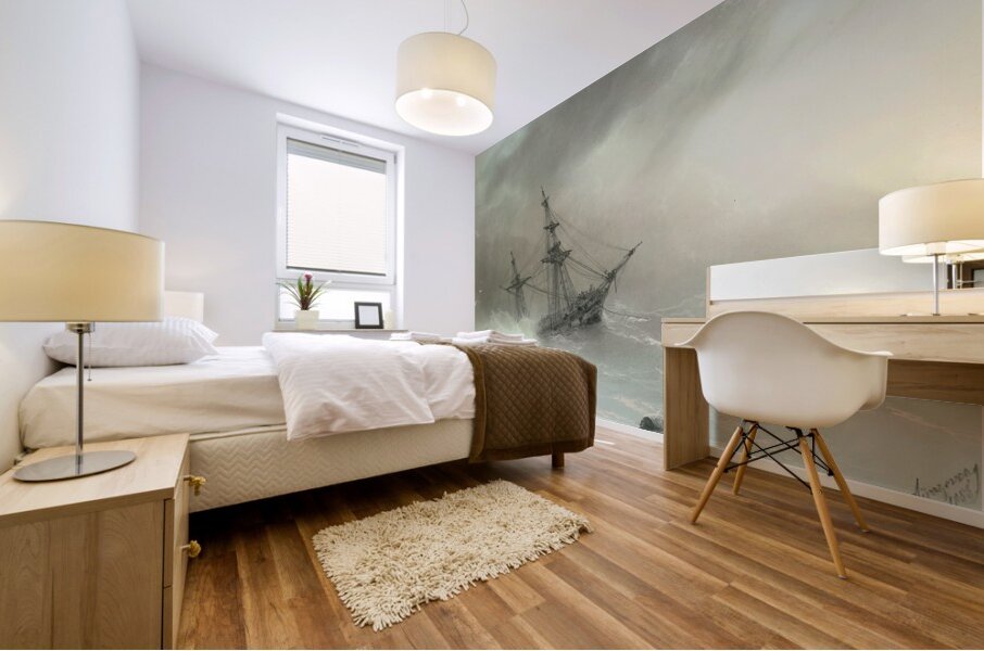 Ship In A Stormy Sea [1888] by Ivan Konstantinovich Aivazovsky [1817–1900] Mural print