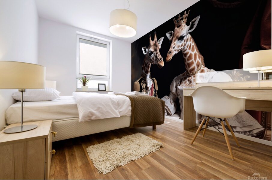 Regal Giraffe Aristocrats – Renaissance Royal Portrait Wall Art Mural print