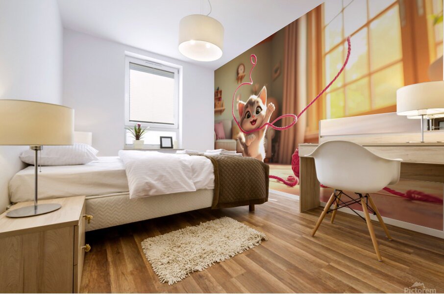 Un Petit Chat Joue Avec Un eybtZ Mural print