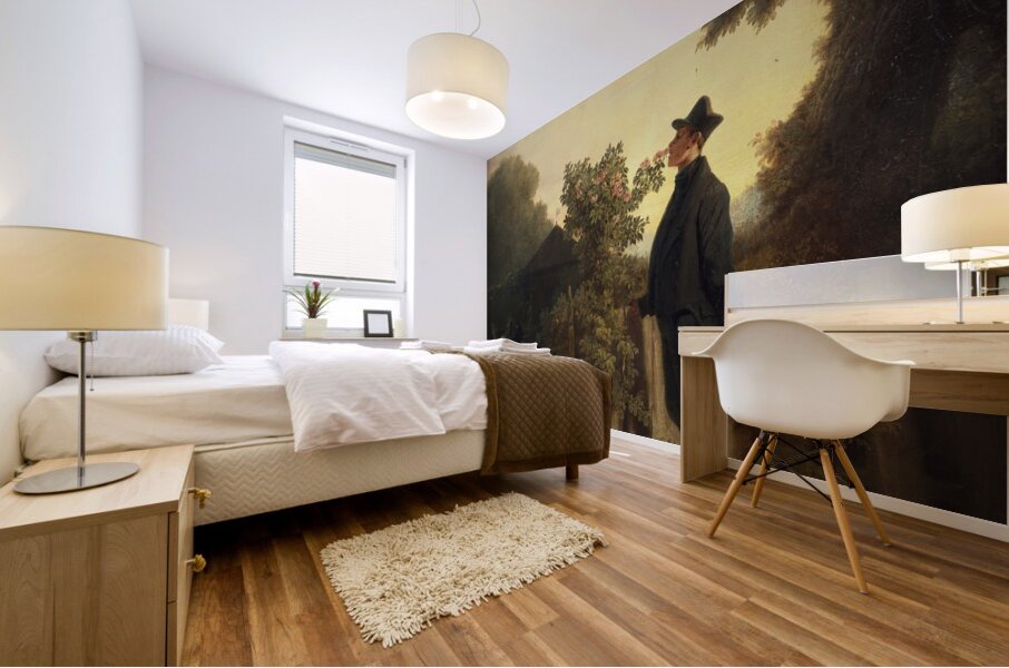 The Rose Lover [ca. 1847–1850] by Carl Spitzweg [1808–1880] Mural print