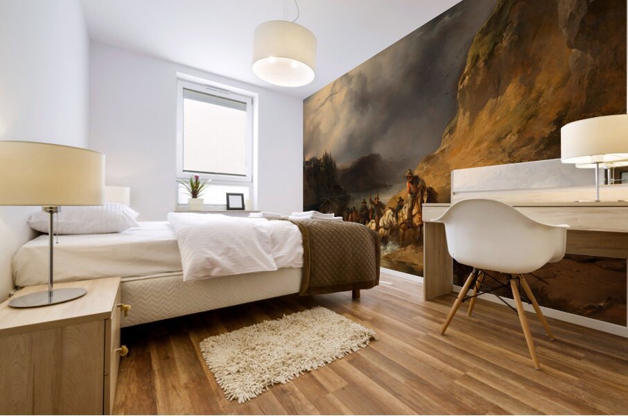 Ein Schiffszug auf der Donau [1848] by Friedrich August Matthias Gauermann [1807–1862] Mural print