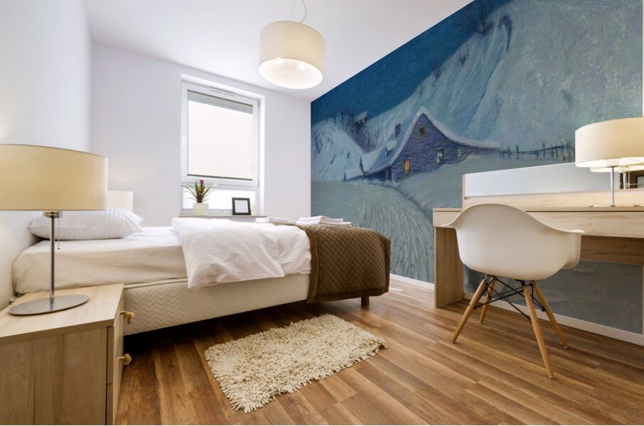 Winter’s Cabin at the Curve by Birge Harrison [1854–1929] Mural print